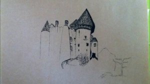 Pen Drawing by Michal Shapira - Burg (Castle) Kreuzenstein, Austria