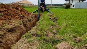 Копал  самодельным экскаватором траншею. Вроде работает?