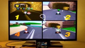 Mario Kart 64 LG G5 HDMI 4 players Xbox 360 controllers TV Nintendo 64 emulator Android smartphone