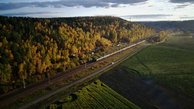 Грузовые поезда на Транссибе: вид с высоты (часть 8). Aerial view of freight trains. смотреть онлайн
