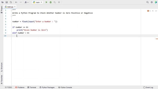 Write a Python Program to Check Whether Number is Zero Positive or Negative