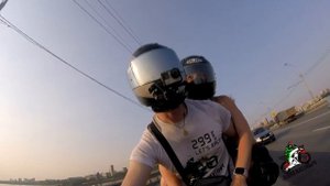 Мотопрогулка по вечернему Новосибирску для Тани. Первый раз на мотоцикле и ей очень понравилось.