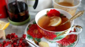 Чай витаминный с калиной, имбирем и  медом