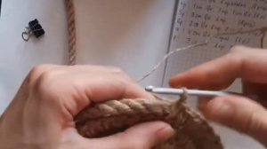 вяжем корзинку из джута. Круг из джута и каната, диаметр 18см. Часть 1.