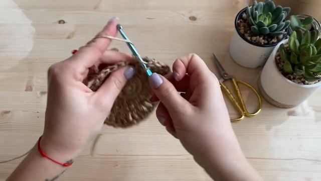 Салфетка из джута крючком /вяжем салфетку из джута за полчаса / сервировочная салфетка крючком