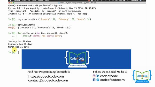Learn Python | Chapter 06: Dictionaries and Sets Ep.3: Iterating through a Dictionary | CodeOfCode смотреть онлайн