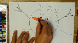 СНЕГОВИК. Как нарисовать снеговика карандашами Для детей с трёх лет. Рисуем вместе