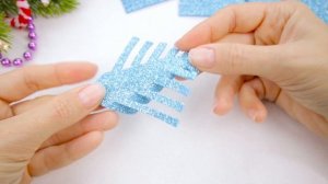 Снежинка из фоамирана ❄️ Новогодние игрушки на Ёлку своими руками ❄️ Snowflake from glitter foamira