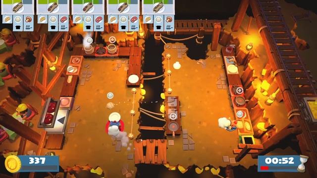 повара научились готовить хотдоги и бургеры.overcooked 2