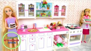 Удивительная кукольная кухня посудамоечная машина с водопроводам и печь с блинами