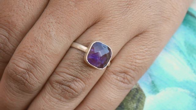 Amethyst Ring, Lavender Gemstone Ring, Purple Stone Ring, Minimalist Silver Ring, Handmade Jewelry