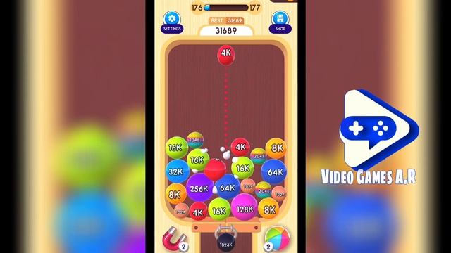 2048 Balls 3D Gameplay - Unlock 512k, 1024 Merge Number Game