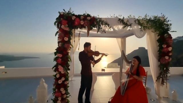 Hallelujah cover harp - violin Santorini Greece wedding musicians смотреть онлайн