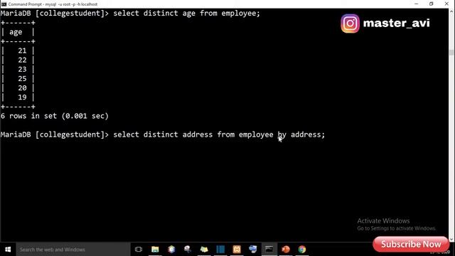 lecture 11 Distinct Order by Limit in  table  || SQL & MySQL tutorial in Hindi 2021