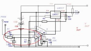 Управление стабилизатора LM317T ...