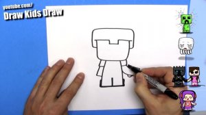 How To Draw a Cute Cartoon Minecraft Steve with diamond armour - EASY Chibi - Step By Step - Kawaii