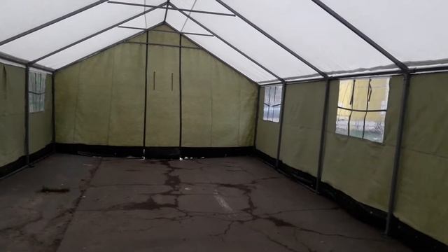 Палатка каркасно-тентовая 5,35х10м с комбинированым тентом ПВХ и брезент. Ч1 смотреть онлайн