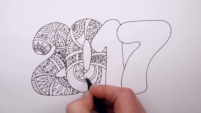 НОВЫЙ ГОД 2017 - Новогодние Рисунки Зенарт (Зендудлинг) - раскраска смотреть онлайн