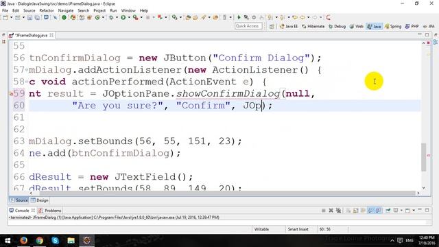 Dialog in Java Swing смотреть онлайн