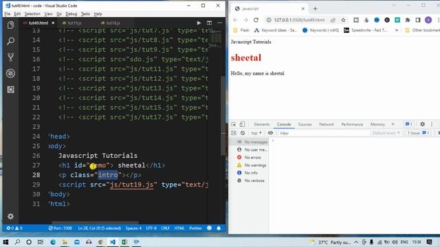 Java Script Tutorial : HTML Element Selectors in JavaScript | web development #65 #codewithsheetal