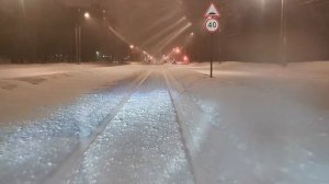 Москва из кабины трамвая. 16 маршрут. Сложные погодные условия, снегопад. 5 км/ч. 13 февраля 2021г.