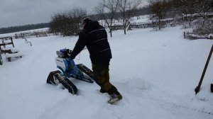Выкатываем мотоблок НЕВА МБ-23Я YAMAHA MX300 на ГУСЕНИЦАХ