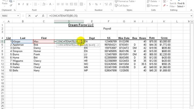 Excel 2016: CONCATENATE смотреть онлайн