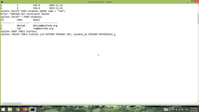 Foreign key constraints   Create and Manage SQLite Databases From Scratch
