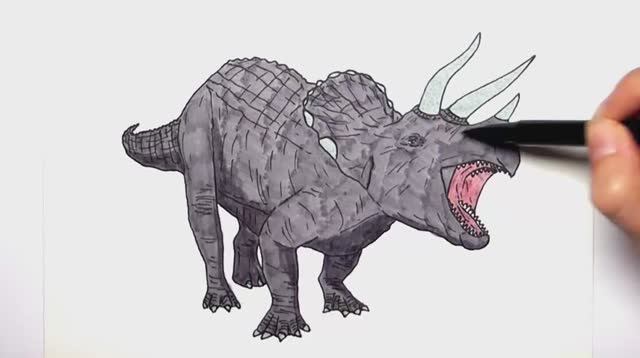 Рисуем и раскрашиваем динозавра  Трицератопса \\ Рисование для мальчиков!