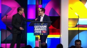 Ari Aster accepts the Gotham Awards 2018 Best Actress award for Toni Collette