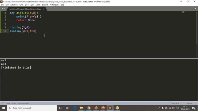 77.Complete Python Basics for Automation - Functions with Keyword Based Arguments