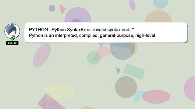PYTHON : Python SyntaxError: invalid syntax end=''