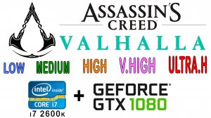 i7 2600k + gtx 1080 в Assassins Creed Valhalla ( Low, Medium, High, very High, Ultra high)