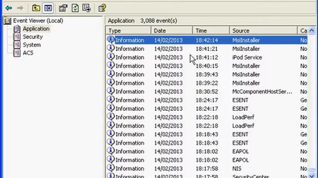 Windows XP Professional - Event Viewer смотреть онлайн