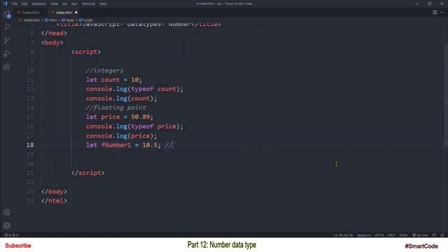 Number data type in JavaScript | Part 12 | JavaScript | #SmartCode