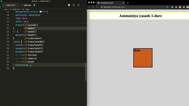 CSS 7-dars Animatsiya yasash 1-qism Transition va Transform 2D haqida смотреть онлайн
