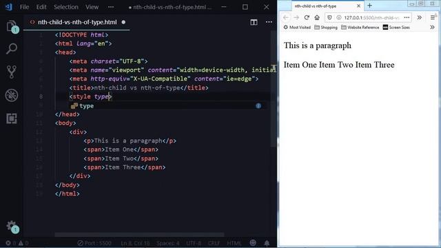 Difference between nth-child and nth-of-type in CSS смотреть онлайн