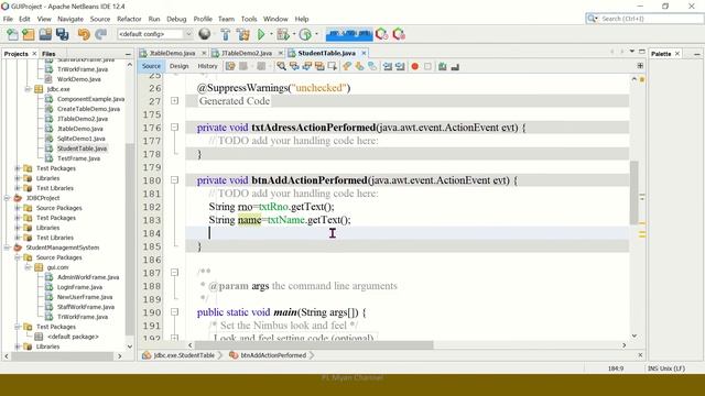 JTable in Java Swing using NetBeans(GUI-Module 4)