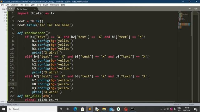 Tic Tac Toe Game Using Python | Python Projects For Beginners