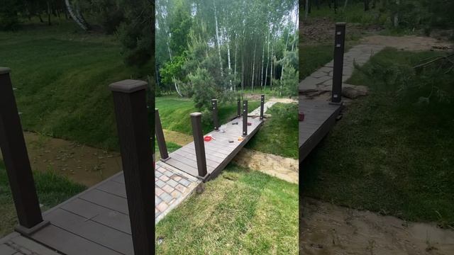 Монтаж мостика из ДПК. Часть 3. Смонтировали подбой и доску, начали разметку уголков для ограждения смотреть онлайн