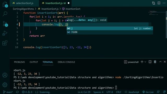 Data Structure and Algorithms Javascript Bangla #22 Insertion Sort Implementation