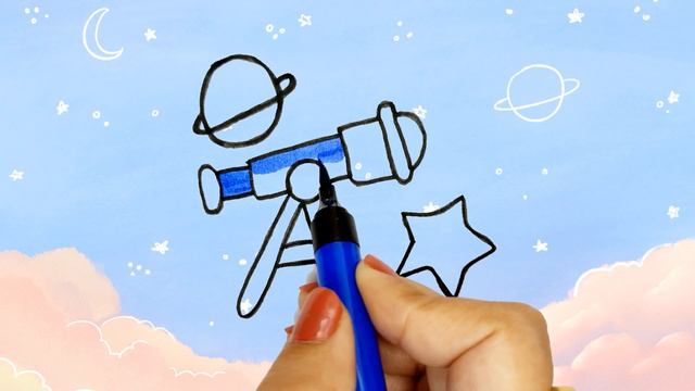 Bolalar uchun teleskop chizish | Drawing telescope for children | Рисование телескопа для детей