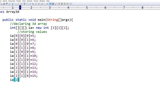 3d array declaration by using new keyword in java