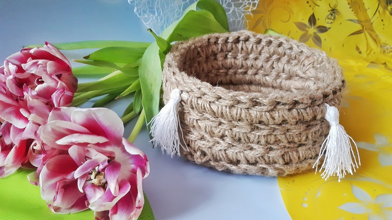 ПРОСТАЯ КОРЗИНА ИЗ ДЖУТА смотреть онлайн