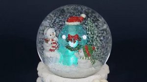 Новогодний стеклянный музыкальный шар со снегом "Северный полюс"