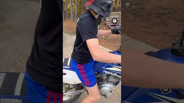 kid gets a new dirt bike and blows it up first ride