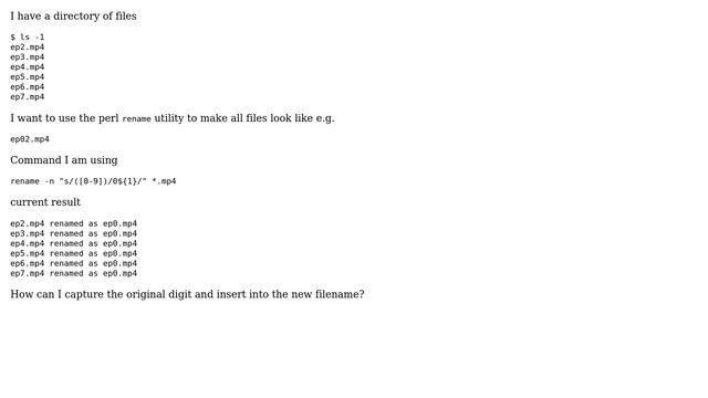 Unix & Linux: Why isn't this perl regex capturing the backreference? смотреть онлайн