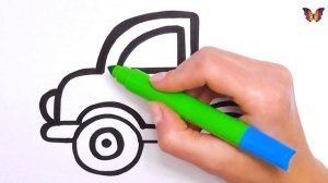 Как нарисовать МАШИНУ ПИКАП / мультик раскраска ДЖИП для детей / Раскраски малышам