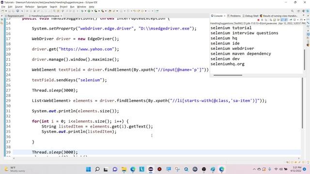 Handling Suggestions displayed on a Textbox Web Element || Normalize Space XPath in Selenium