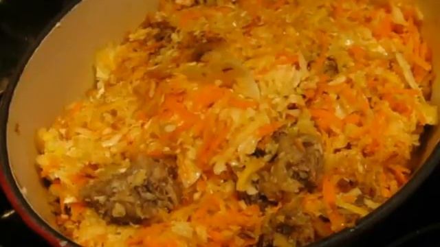 Русские блюда Тушеная капуста с говядиной смотреть онлайн